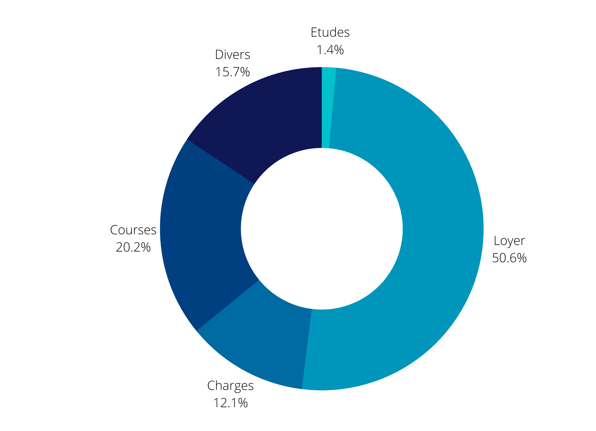 Graphique pour visualiser la répartition des dépenses d'un étudiant à Rennes