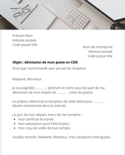 Lettre pour une démission d'un CDD