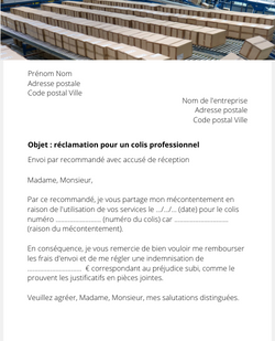 Lettre de réclamation pour un colis professionnel