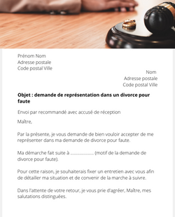 Lettre de demande de représentation dans un divorce pour faute