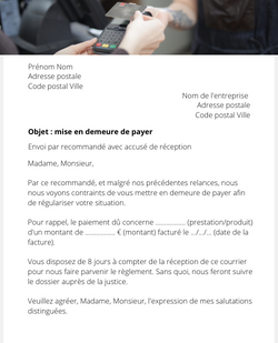 Lettre de mise en demeure de payer