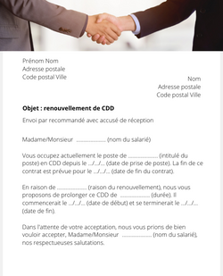 Lettre de renouvellement de CDD