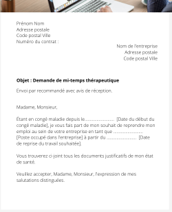Demande de mi-temps thérapeutique