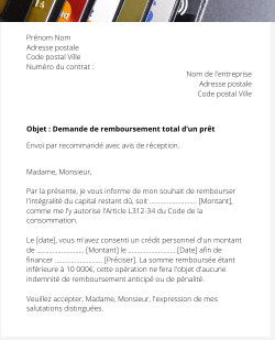 La demande de remboursement total du prêt