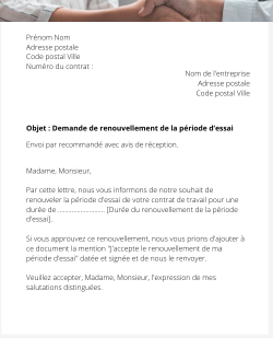 Renouveler la période d'essai