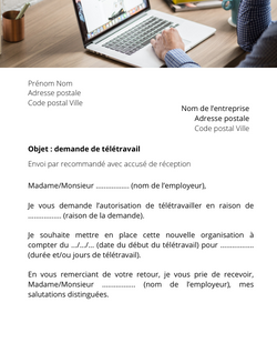 Lettre pour demander à télétravailler