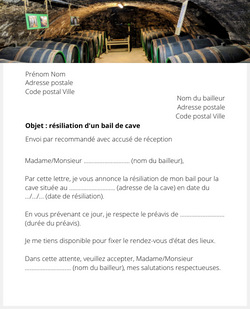 Lettre pour résilier un bail de location de cave