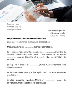 Lettre pour résilier le contrat de son comptable