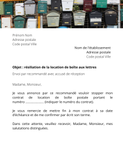 Lettre pour résilier une location de boîte aux lettres