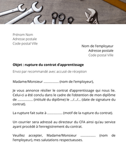 Lettre pour rompre le contrat d'un apprentissage par un apprenti